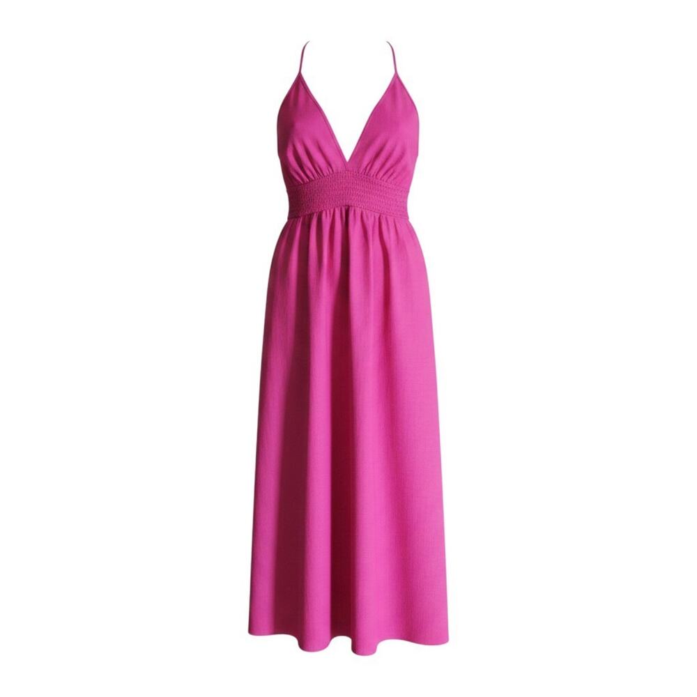 A New Day Pink Halter Maxi Dress XL Cut Out Back Casual Summer Long Pullover